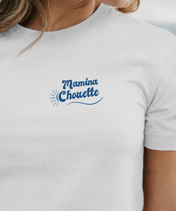 T-Shirt Blanc Mamina Chouette face Pour femme-1