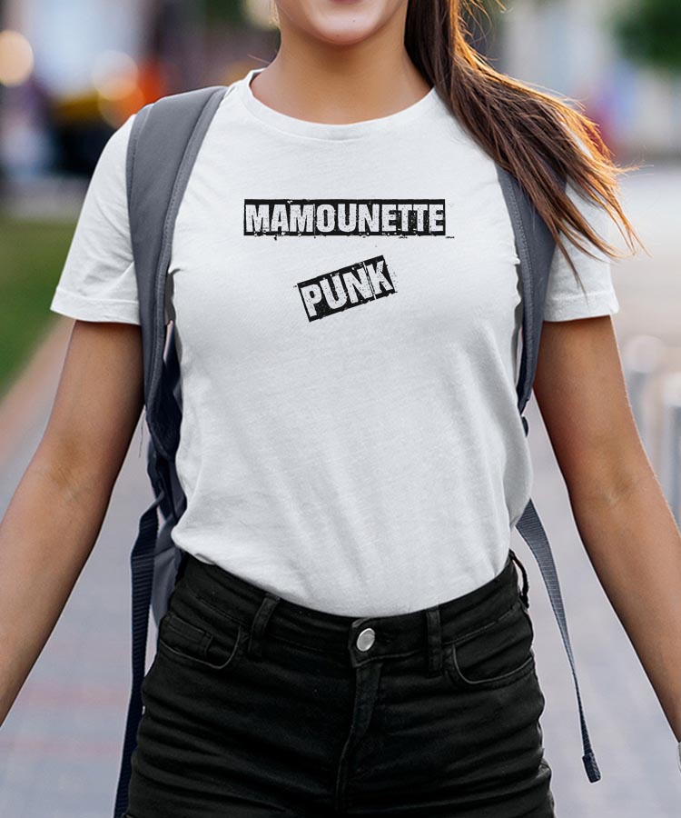 T-Shirt Blanc Mamounette PUNK Pour femme-2