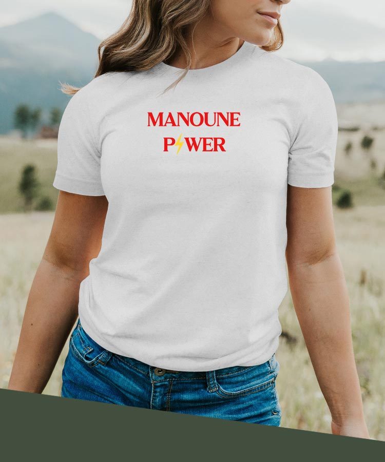 T-Shirt Blanc Manoune Power Pour femme-2