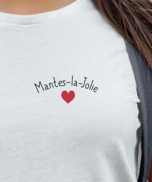 T-Shirt Blanc Mantes-la-Jolie Coeur Pour femme-2