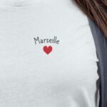 T-Shirt Blanc Marseille Coeur Pour femme-2