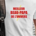 T-Shirt Blanc Meilleur Beau-Papa de l'univers Pour homme-1
