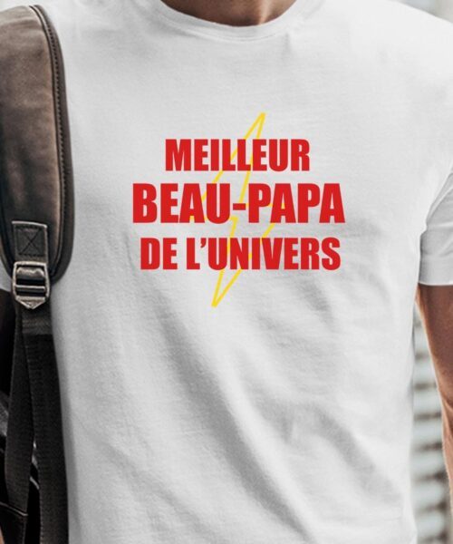 T-Shirt Blanc Meilleur Beau-Papa de l’univers Pour homme-1