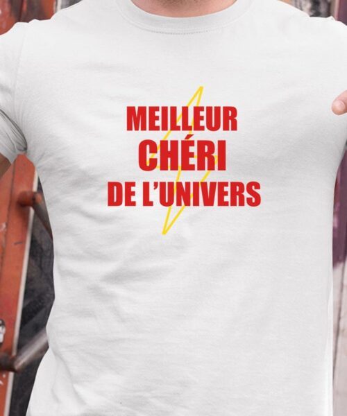 T-Shirt Blanc Meilleur Chéri de l’univers Pour homme-1