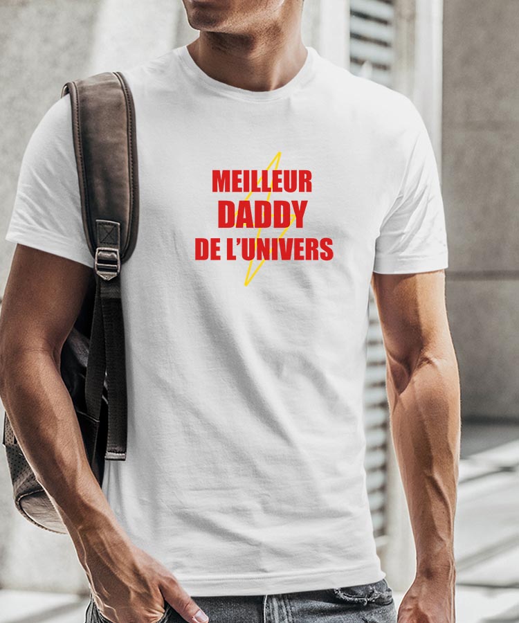 T-Shirt Blanc Meilleur Daddy de l'univers Pour homme-2