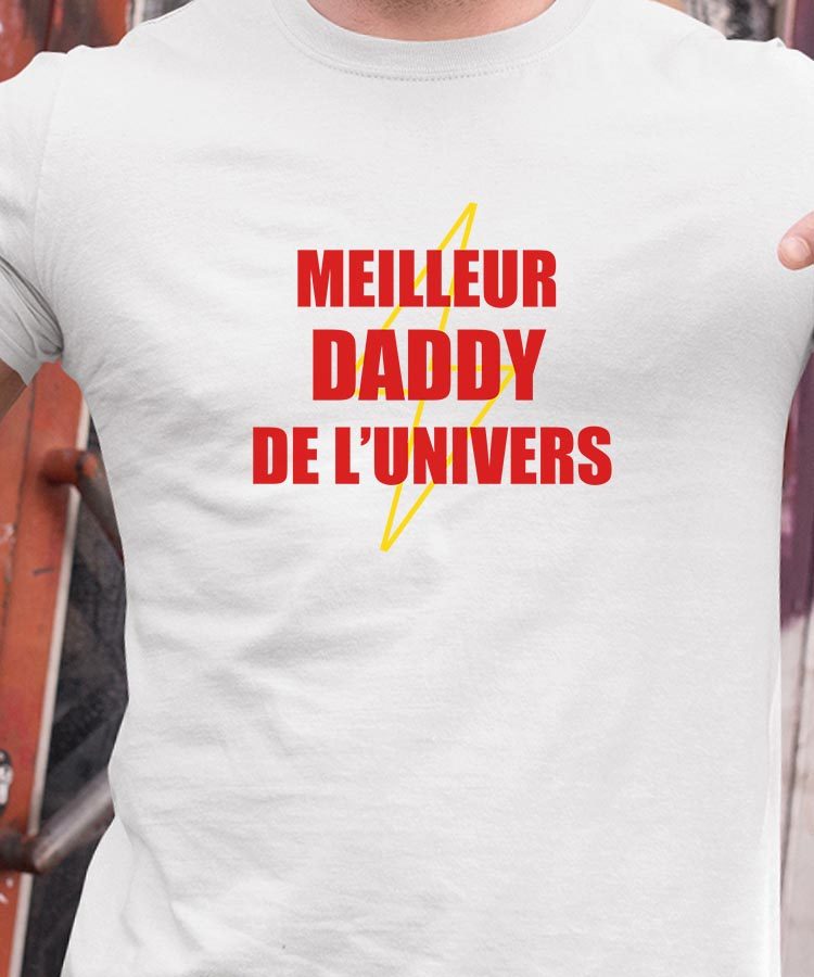 T-Shirt Blanc Meilleur Daddy de l'univers Pour homme-1