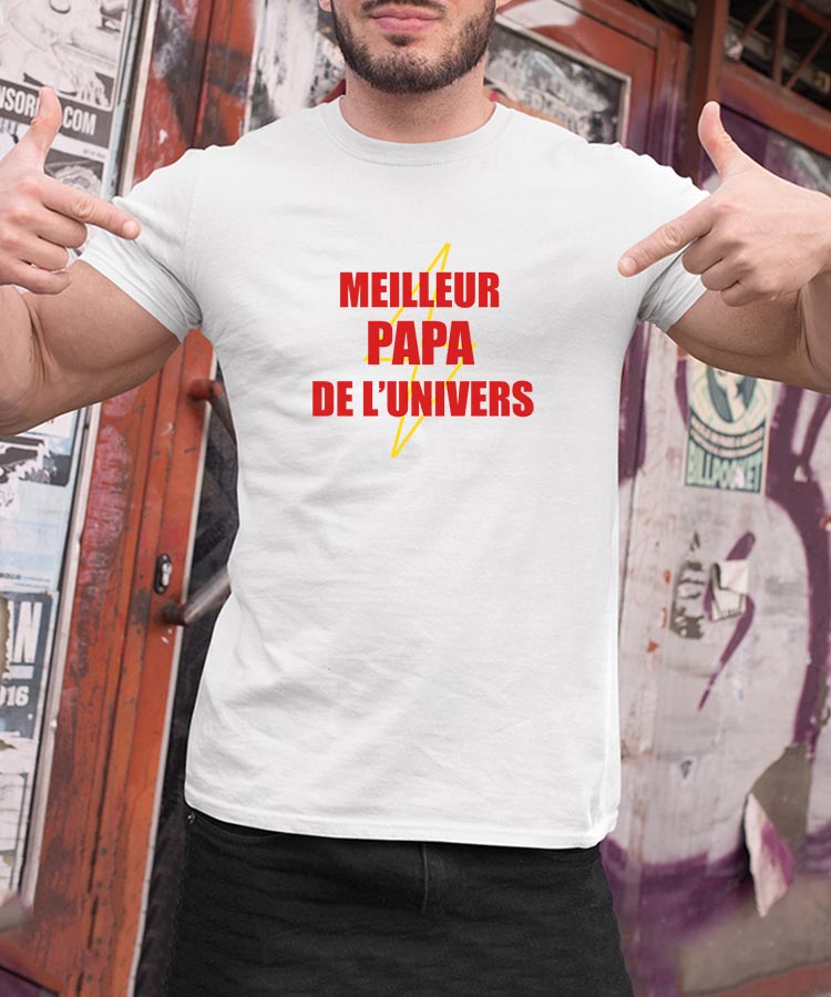 T-Shirt Blanc Meilleur Papa de l'univers Pour homme-2