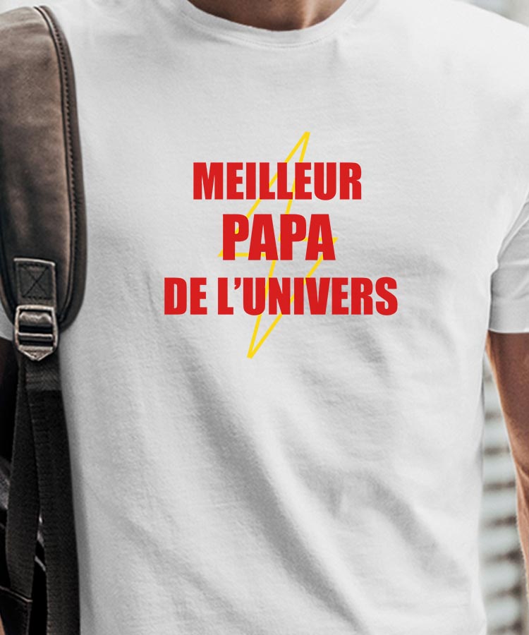 T-Shirt Blanc Meilleur Papa de l'univers Pour homme-1