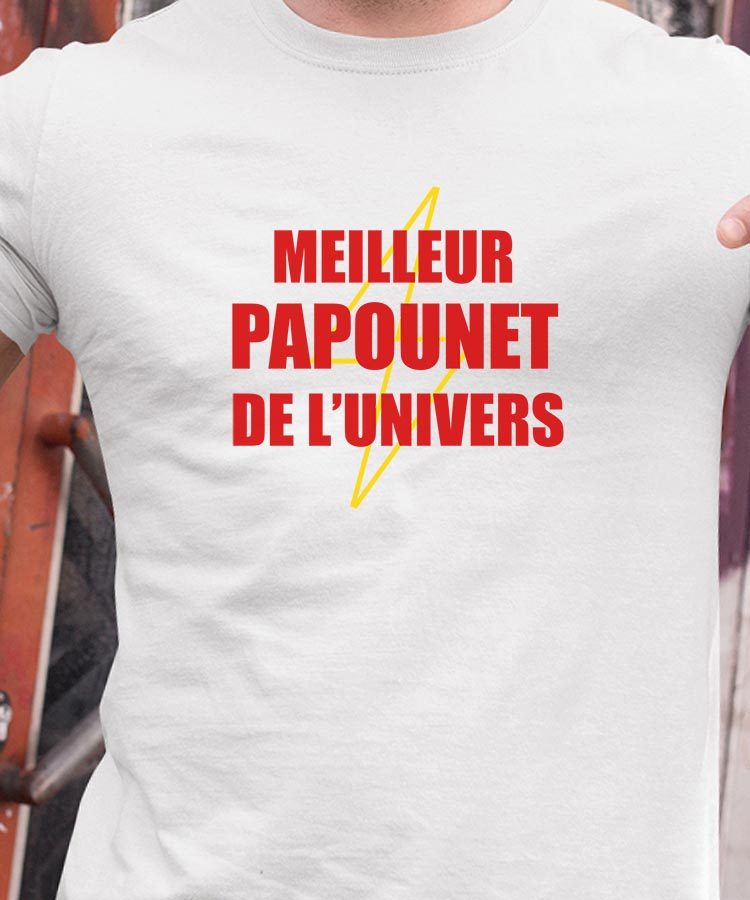 T-Shirt Blanc Meilleur Papounet de l'univers Pour homme-1