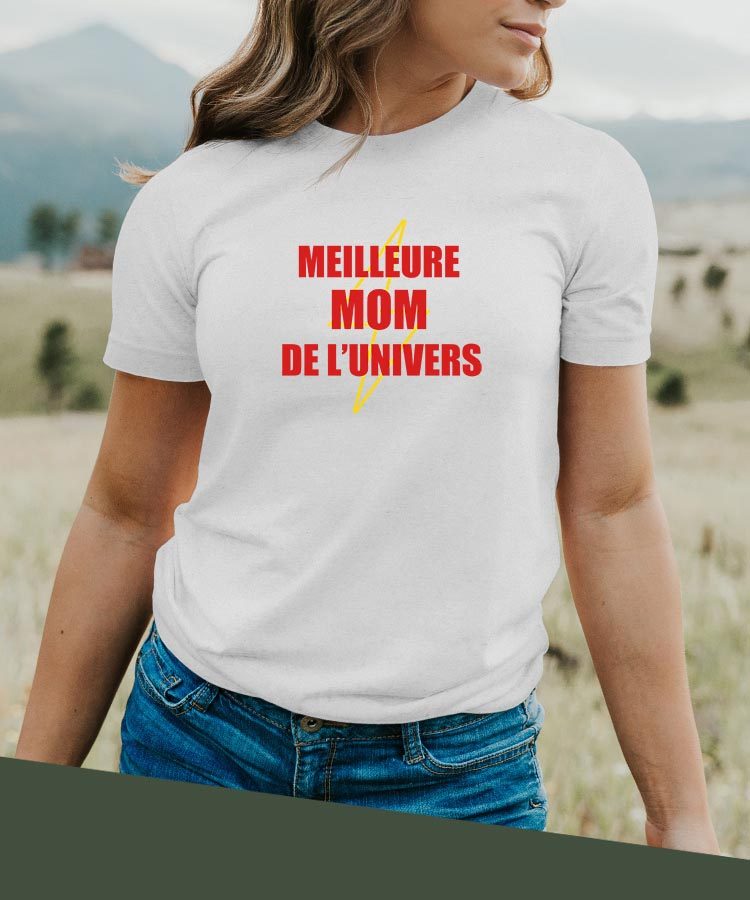 T-Shirt Blanc Meilleure Mom de l'univers Pour femme-2