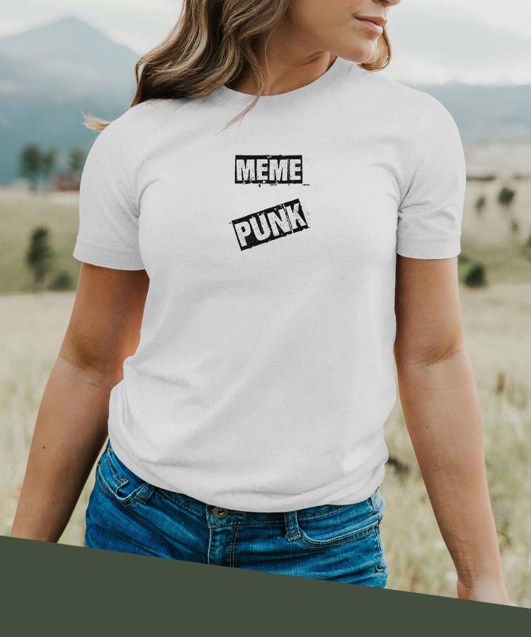T-Shirt Blanc Meme PUNK Pour femme-2