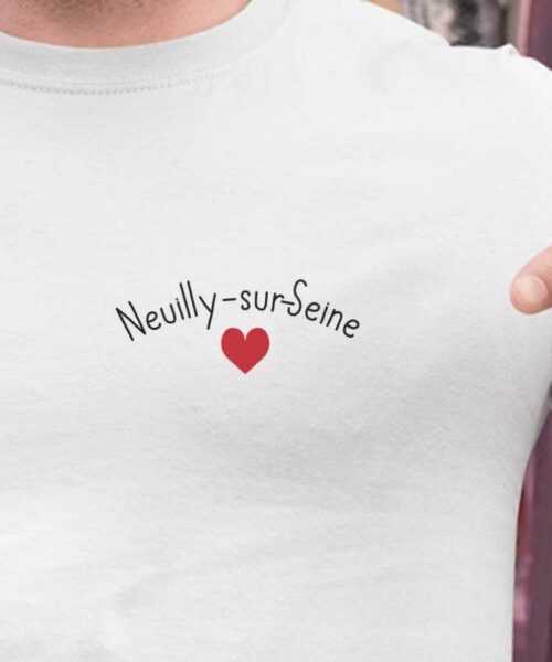 T-Shirt Blanc Neuilly-sur-Seine Coeur Pour homme-2