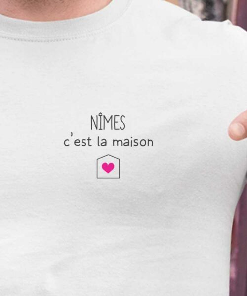 T-Shirt Blanc Nîmes C'est la maison Pour homme-2