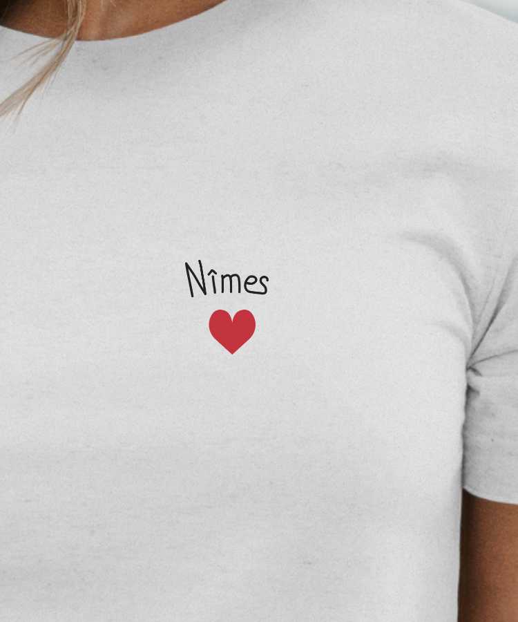 T-Shirt Blanc Nîmes Coeur Pour femme-2
