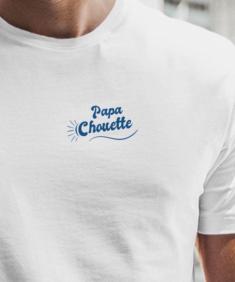 T-Shirt Blanc Papa Chouette face Pour homme-1