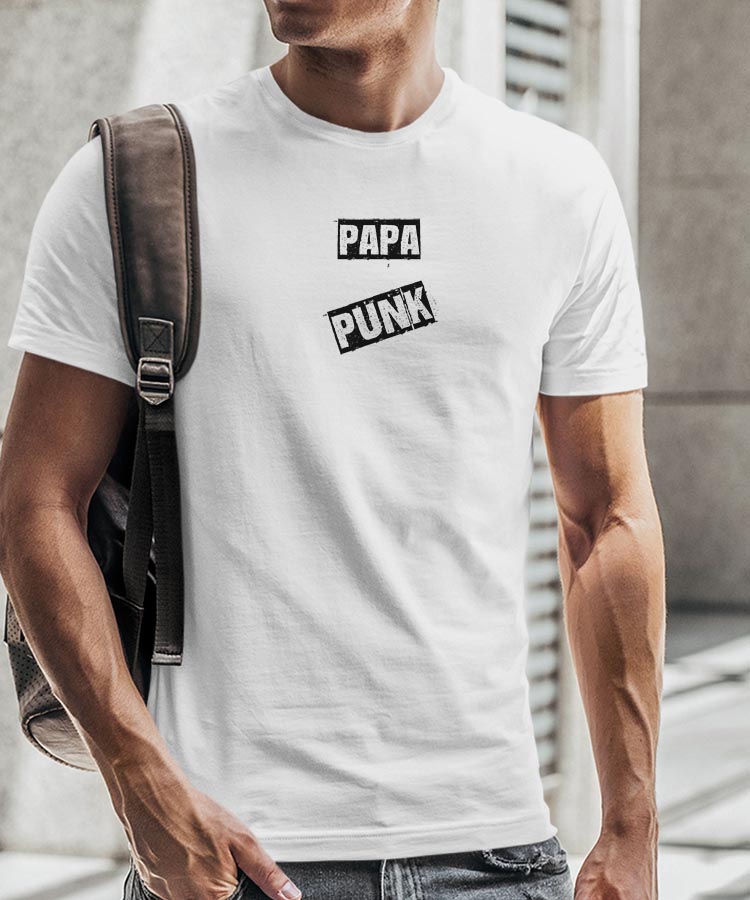 T-Shirt Blanc Papa PUNK Pour homme-2
