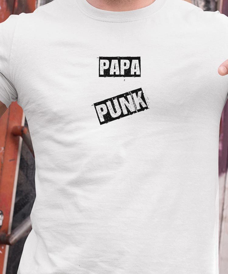 T-Shirt Blanc Papa PUNK Pour homme-1