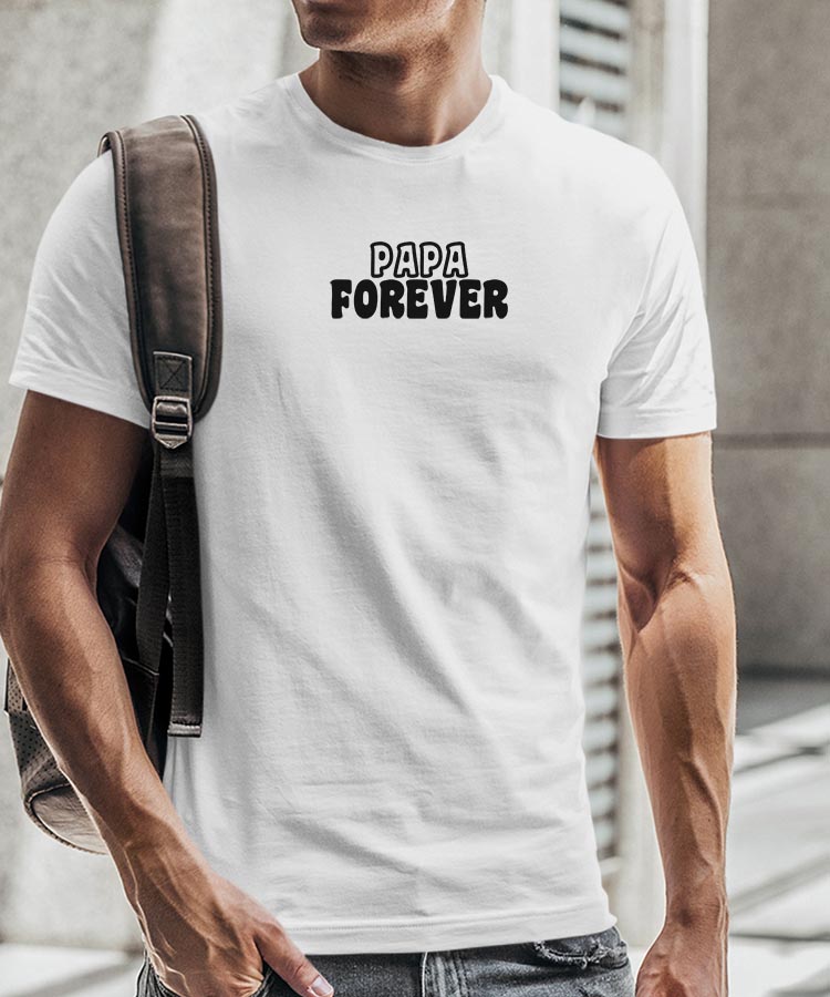 T-Shirt Blanc Papa forever face Pour homme-2