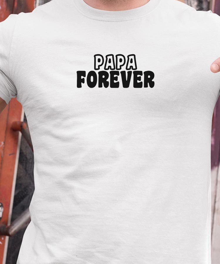 T-Shirt Blanc Papa forever face Pour homme-1