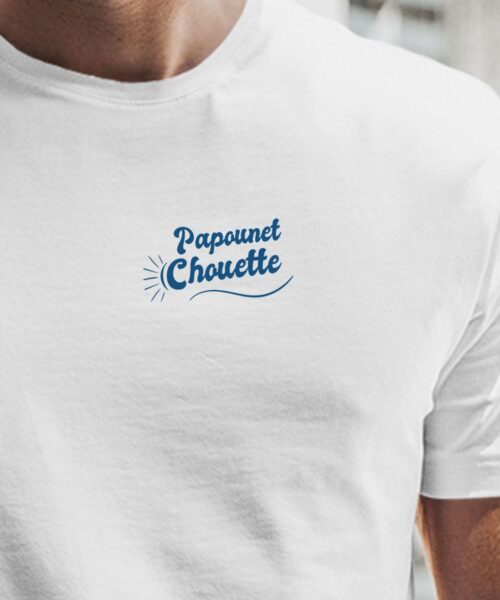 T-Shirt Blanc Papounet Chouette face Pour homme-1