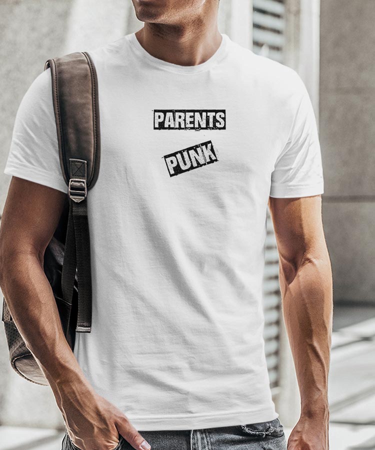 T-Shirt Blanc Parents PUNK Pour homme-2