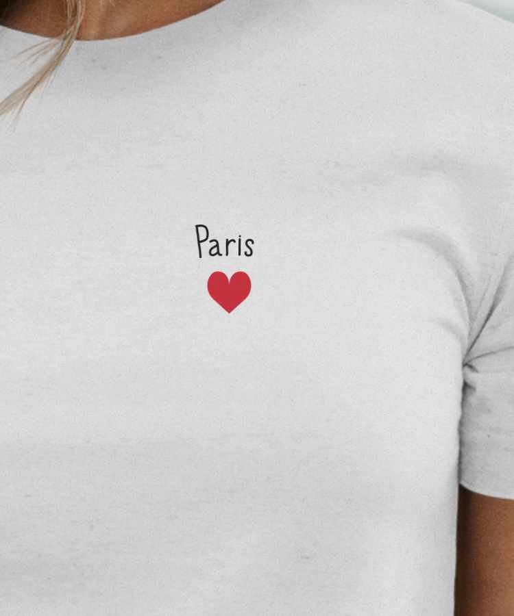 T-Shirt Blanc Paris Coeur Pour femme-2