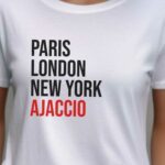 T-Shirt Blanc Paris London New York Ajaccio Pour femme-2