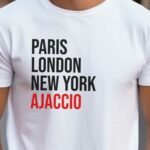 T-Shirt Blanc Paris London New York Ajaccio Pour homme-2