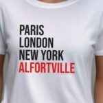 T-Shirt Blanc Paris London New York Alfortville Pour femme-2