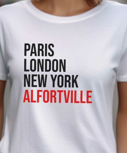 T-Shirt Blanc Paris London New York Alfortville Pour femme-2