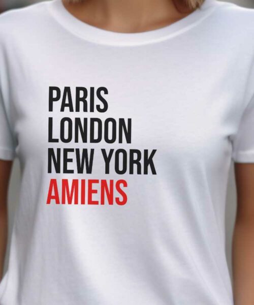 T-Shirt Blanc Paris London New York Amiens Pour femme-2