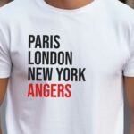 T-Shirt Blanc Paris London New York Angers Pour homme-2