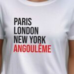 T-Shirt Blanc Paris London New York Angoulême Pour femme-2