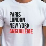 T-Shirt Blanc Paris London New York Angoulême Pour homme-2