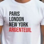 T-Shirt Blanc Paris London New York Argenteuil Pour homme-2