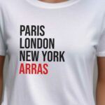 T-Shirt Blanc Paris London New York Arras Pour femme-2