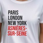 T-Shirt Blanc Paris London New York Asnières-sur-Seine Pour femme-2