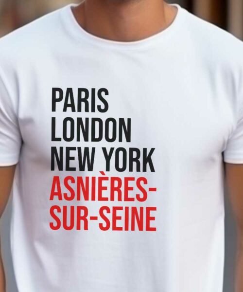 T-Shirt Blanc Paris London New York Asnières-sur-Seine Pour homme-2