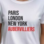 T-Shirt Blanc Paris London New York Aubervilliers Pour femme-2