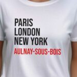T-Shirt Blanc Paris London New York Aulnay-sous-Bois Pour femme-2