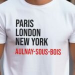 T-Shirt Blanc Paris London New York Aulnay-sous-Bois Pour homme-2