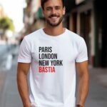 T-Shirt Blanc Paris London New York Bastia Pour homme-1