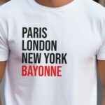 T-Shirt Blanc Paris London New York Bayonne Pour homme-2