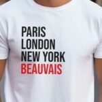 T-Shirt Blanc Paris London New York Beauvais Pour homme-2