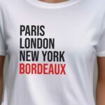 T-Shirt Blanc Paris London New York Bordeaux Pour femme-2