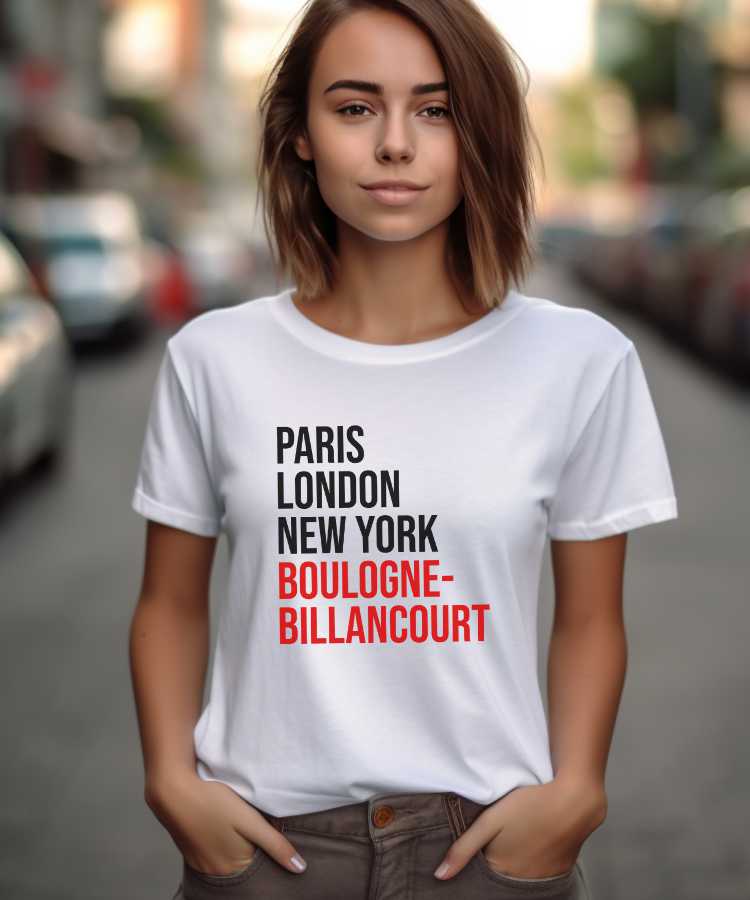 T-Shirt Blanc Paris London New York Boulogne-Billancourt Pour femme-1