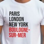 T-Shirt Blanc Paris London New York Boulogne-sur-Mer Pour homme-2