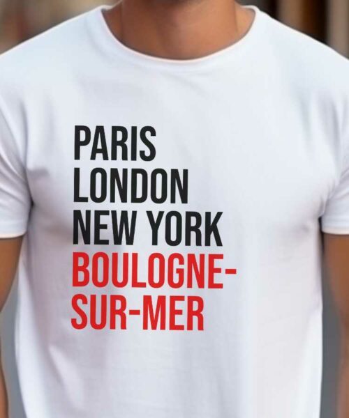 T-Shirt Blanc Paris London New York Boulogne-sur-Mer Pour homme-2