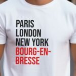 T-Shirt Blanc Paris London New York Bourg-en-Bresse Pour homme-2