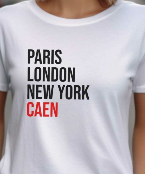 T-Shirt Blanc Paris London New York Caen Pour femme-2